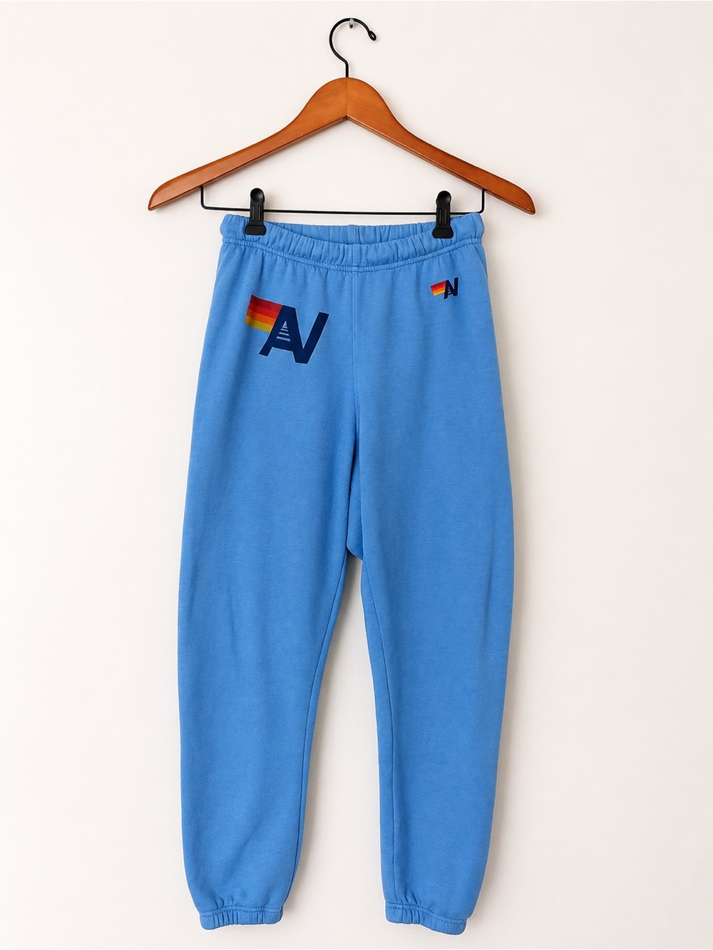 Aviator Nation Blue Rainbow Logo Sweatpants Joggers XS Made in USA